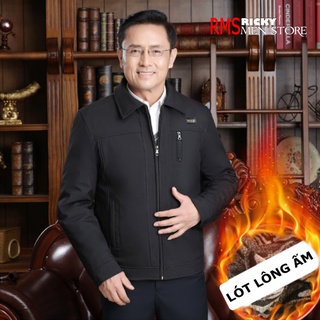 Áo khoác trung niên nam cao cấp - áo khoác cho bố lót lông dày dặn kéo khóa
