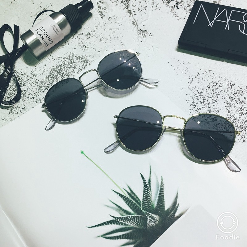 Kính mát tráng gương gọng kim loại hình tròn thời trang harajuku