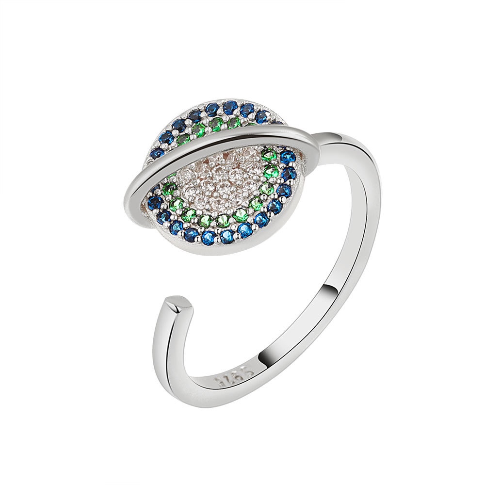 Nhẫn Hở Hình Hành Tinh Đính Đá Zircon Nhiều Màu Giảm Căng Thẳng