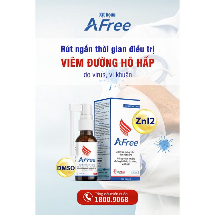 Xịt họng keo ong AFREE, giúp giảm ho, sưng v.iêm, đau rát họng, nhiệt miệng; giảm v.iêm đường hô hấp