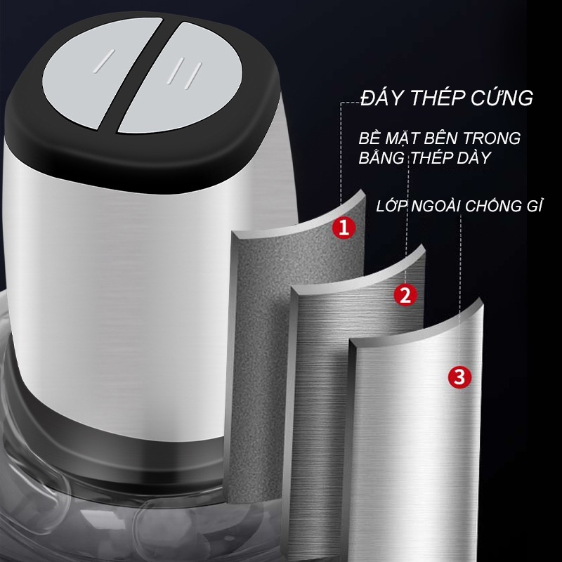 Máy Xay Thịt Đa Năng Cối 2L Inox 304,4 Lưỡi Dao Thép Không Gỉ , Công Suất 300w ,Xay Sinh Tố Thịt, Cá, Rau Củ Hoa Quả