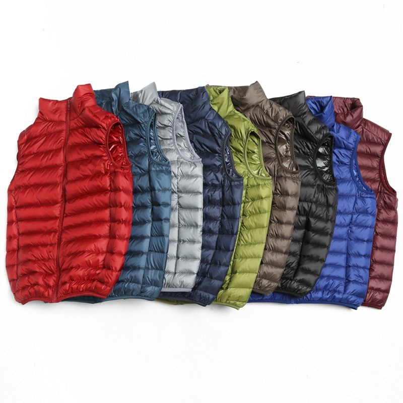 Áo khoác phao ba lỗ cổ đứng trọng lượng nhẹ nhiều màu sắc đơn giản cho nam