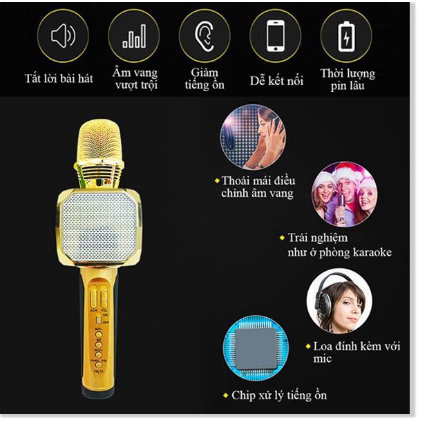 Micro karaoke bluetooth không dây SD-10, Mic kèm loa, bắt âm tốt, hỗ trợ thu âm - BH 6 tháng