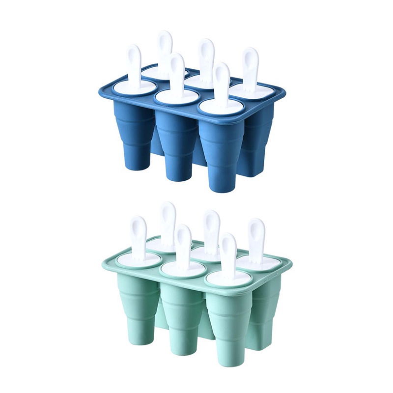 Khuôn Làm Kem Que Silicone 2 Trong 1 6 Ô Không Chứa BPA