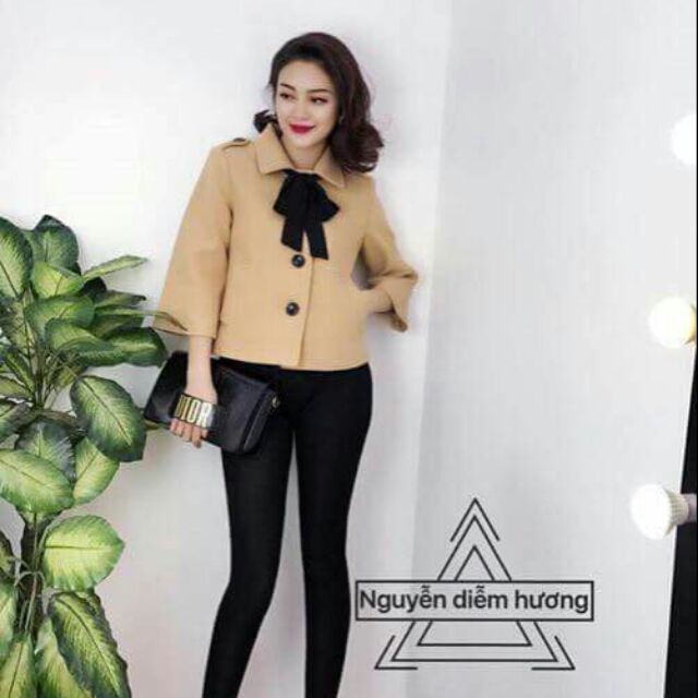 Áo dạ cổ nơ