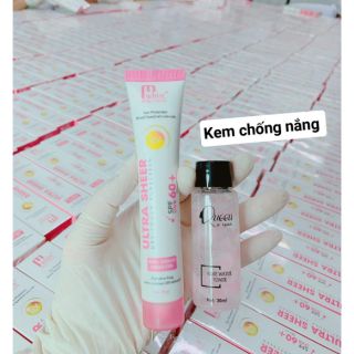 Kem chống nắng + nước hoa hồng cô đặc mwhite
