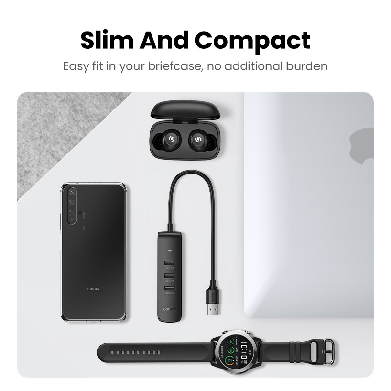 Ugreen Hub chia 4 cổng usb 3.0 thiết kế nhỏ gọn đa năng thích hợp cho MacBook Pro / Surface / MateBook
