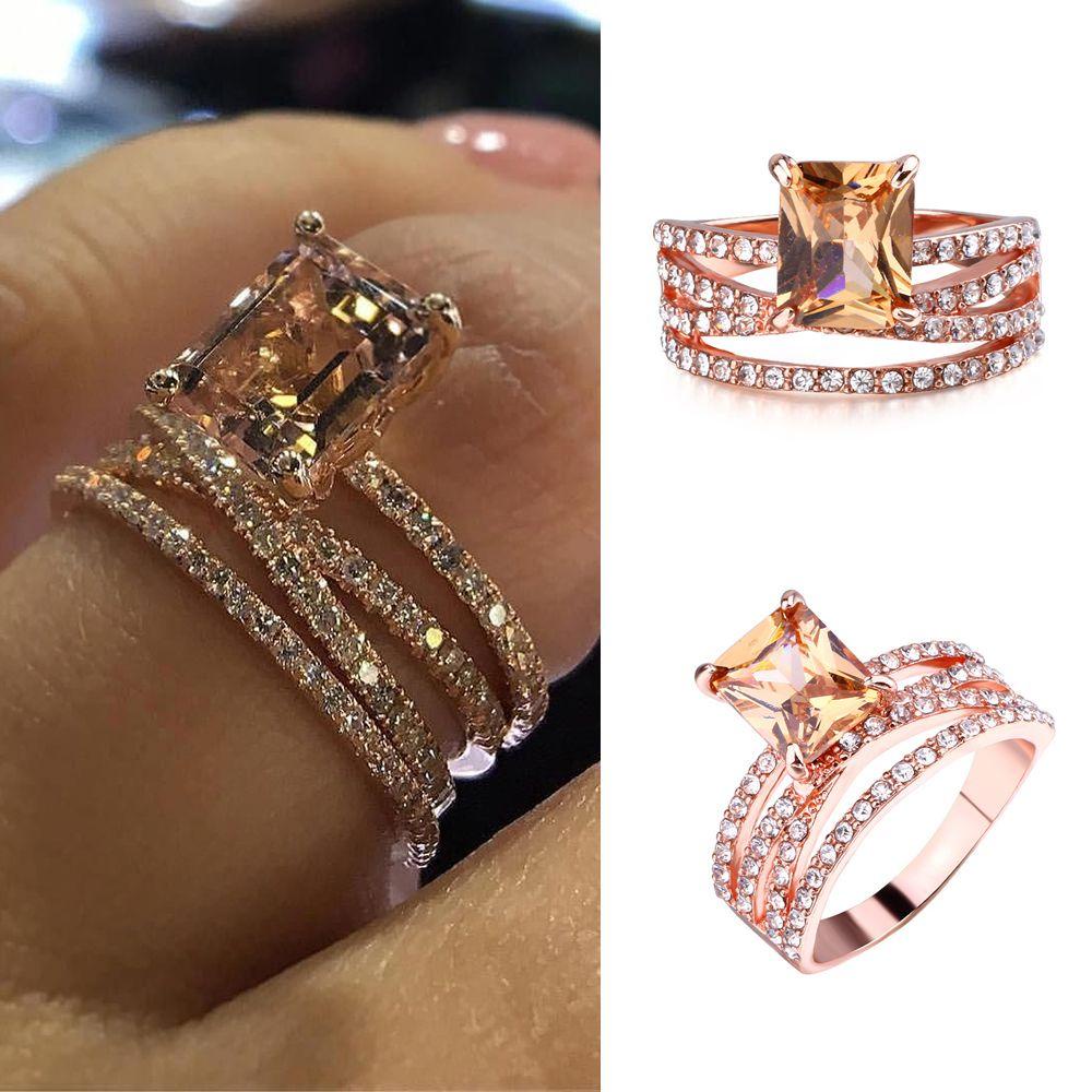 Nhẫn Xếp Chồng Lên Nhau Đính Đá Topaz|Nhẫn Đeo Khớp Ngón Tay Thiết Kế Đơn Giản Thời Trang