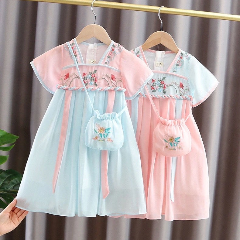 Đầm Cưới Phong Cách Trung Hoa Cổ Điển Mẫu Mới 2022 Thời Trang Mùa Hè Cho Bé Gái