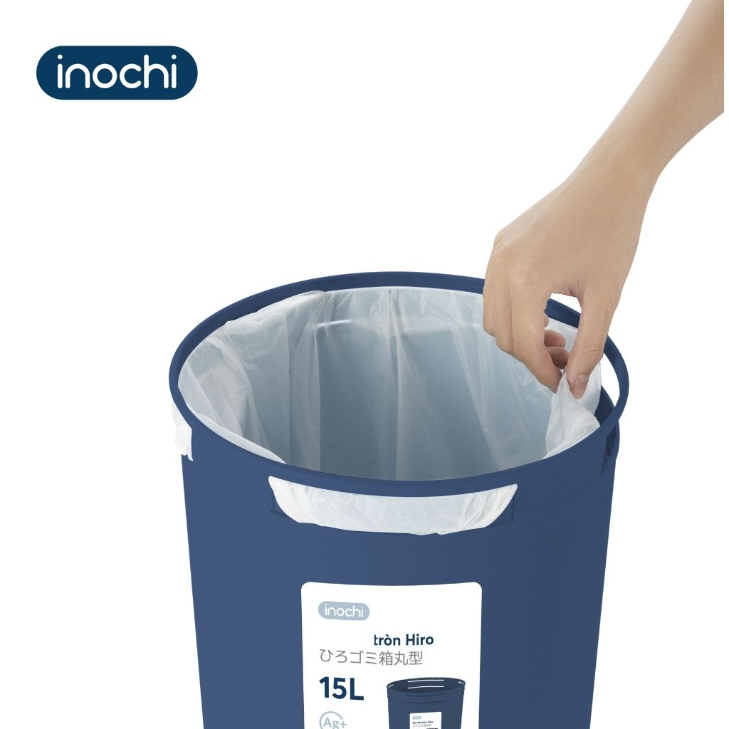 Sọt Rác Nhựa Tròn INOCHI 15 Lít Thiết Kế Không Nắp Nhỏ Gọn, Đựng Rác Gia Đình, Văn Phòng, Khách Sạn Tiện Lợi