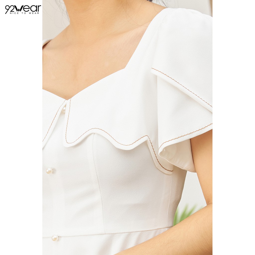 Đầm váy nữ công sở 92WEAR (2 MÀU) đủ size, dáng xòe chàn chỉ trang trí DEW1906 | BigBuy360 - bigbuy360.vn