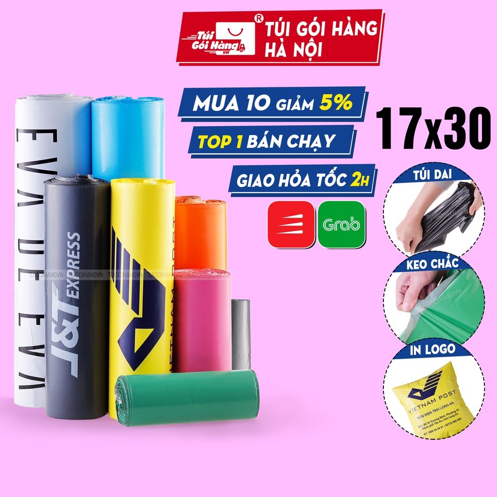 Túi gói hàng túi niêm phong 17x30 TUIGOIHANG cuộn 100 cái đóng hàng COD tiện lợi