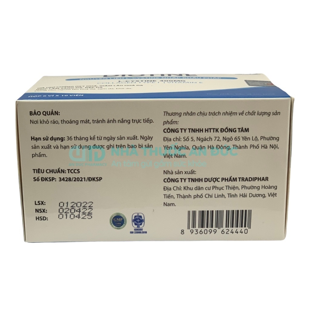 Viên uống đẹp da chứa l cystine, vitamin b5 DIOTINE - Hỗ trợ sáng da, chống lão hóa, ngăn ngừa khô da, sạm da