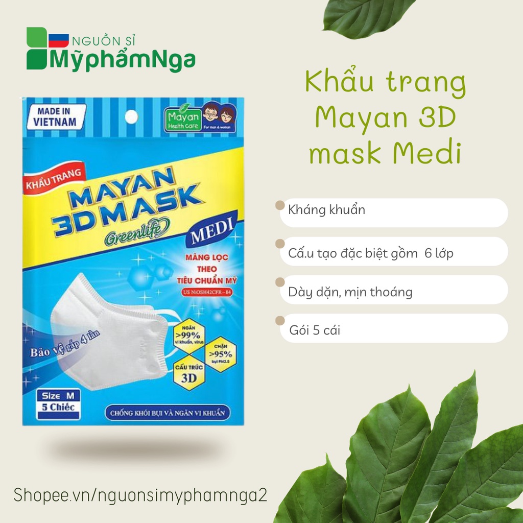 Khẩu trang Mayan 3D mask Medi (1 gói 5 cái)