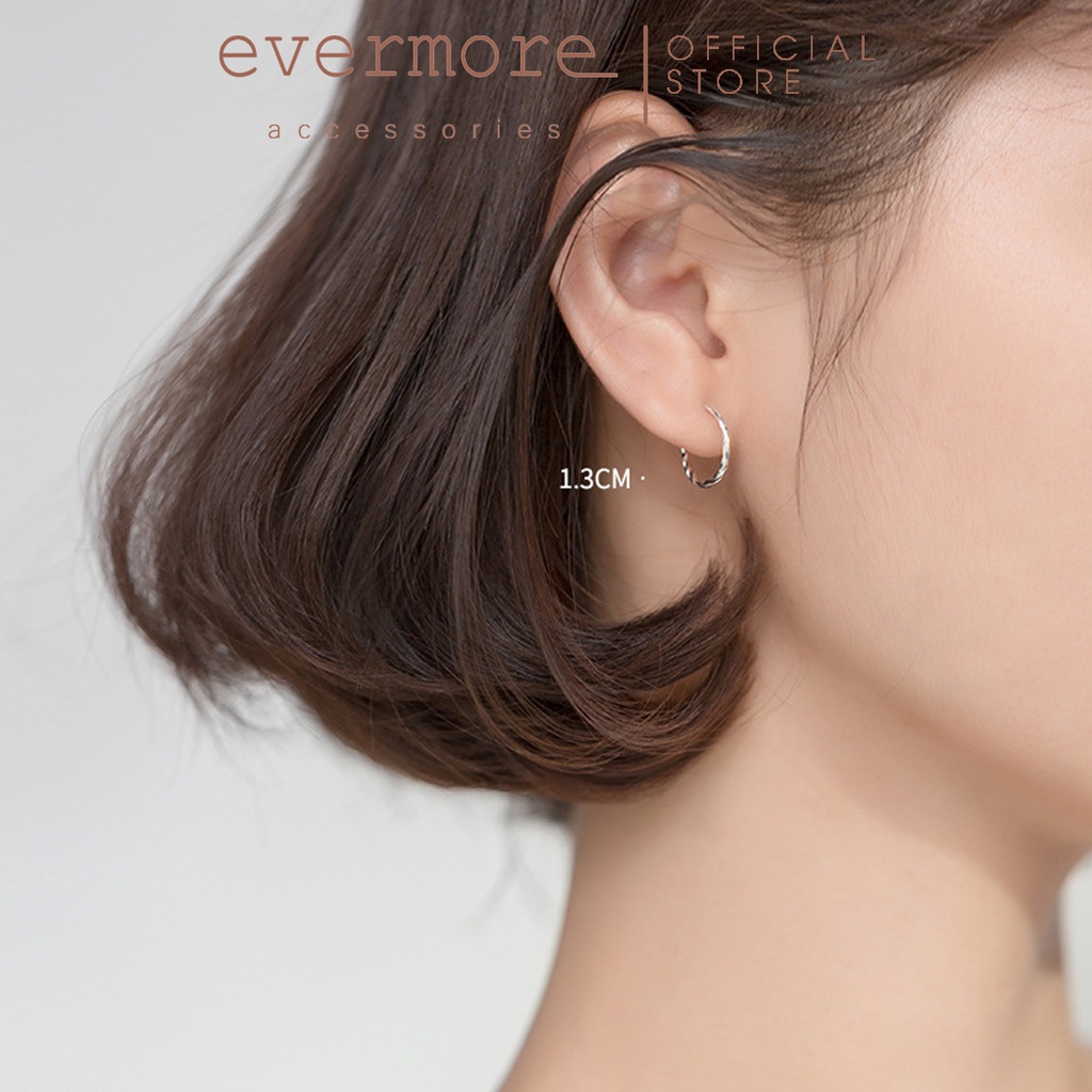 Bông tai bạc EVERMORE, khuyên tai vòng xoắn bạc ý 925 nguyên chất, phong cách minimalism, thanh lịch - H007
