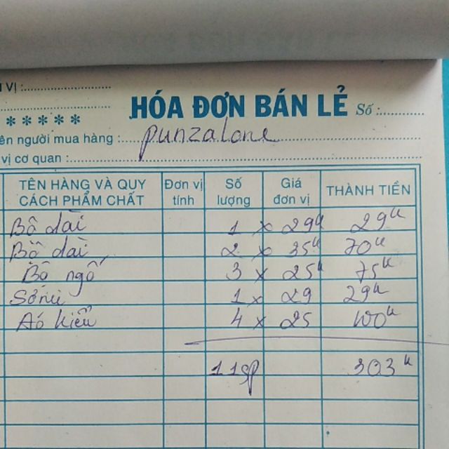 Quần áo các loại punzalone