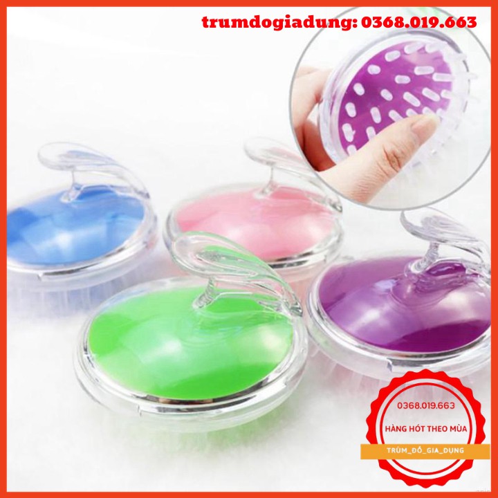 Lược massage gội đầu bằng chất liệu silicon chống ngứa kích ứng tuần hoàn máu cho da đầu