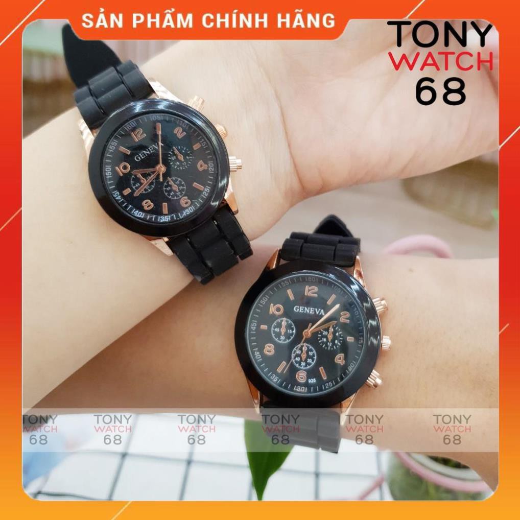 Hot!!! Đồng hồ cặp đôi nam nữ Geneva dây cao su trắng mặt kính cong độc đáo chính hãng Tony Watch 68 giá re