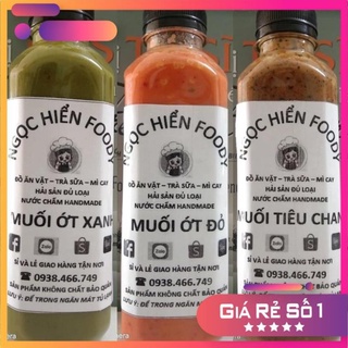 Combo 3 chai muối ớt xanh, muối ớt đỏ, muối tiêu chanh, hàng nhà làm sạch sẽ ko chất bảo quản, NGỌC HIỂN FOODY