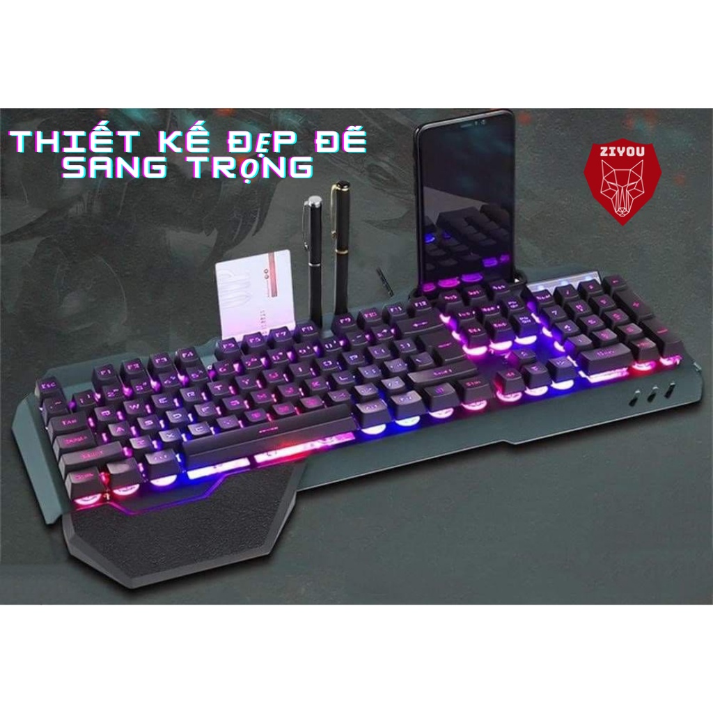 Bàn Phím Giả Cơ GAMING ZIYOU K618 Có 10 Chế Độ Led RGB ,Có Dây Thích Hợp Với PC,Laptop,Máy Tính