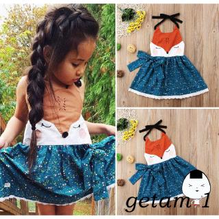 Đầm bé gái in hình mặt cáo