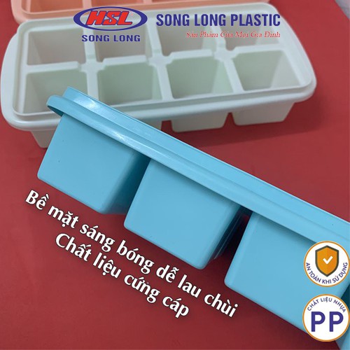 Khay đá, trữ đồ ăn dặm cho bé Song Long Plastic 8 ngăn có nắp đậy - 2736