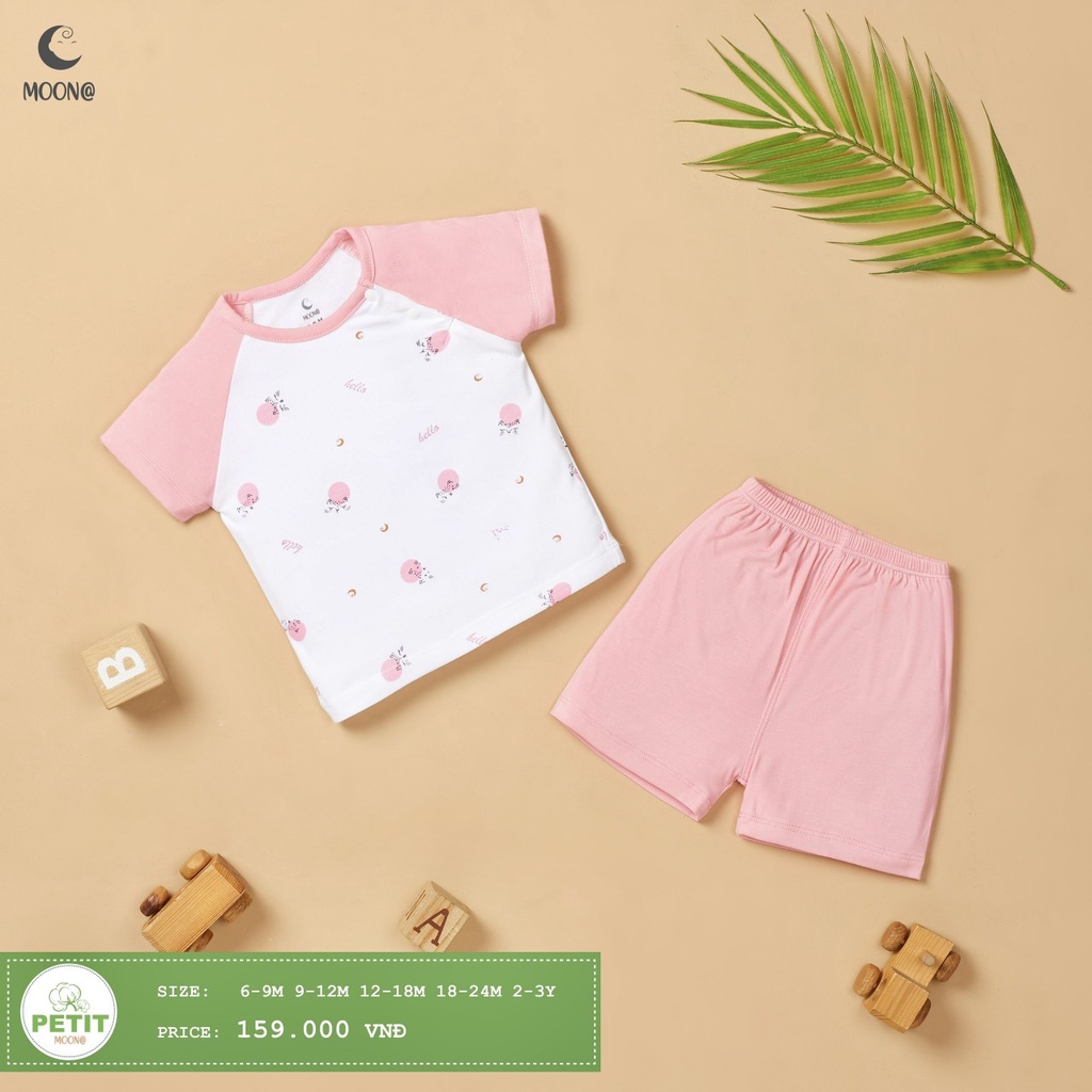Bộ cài vai cộc tay petit họa tiết MOON cho bé