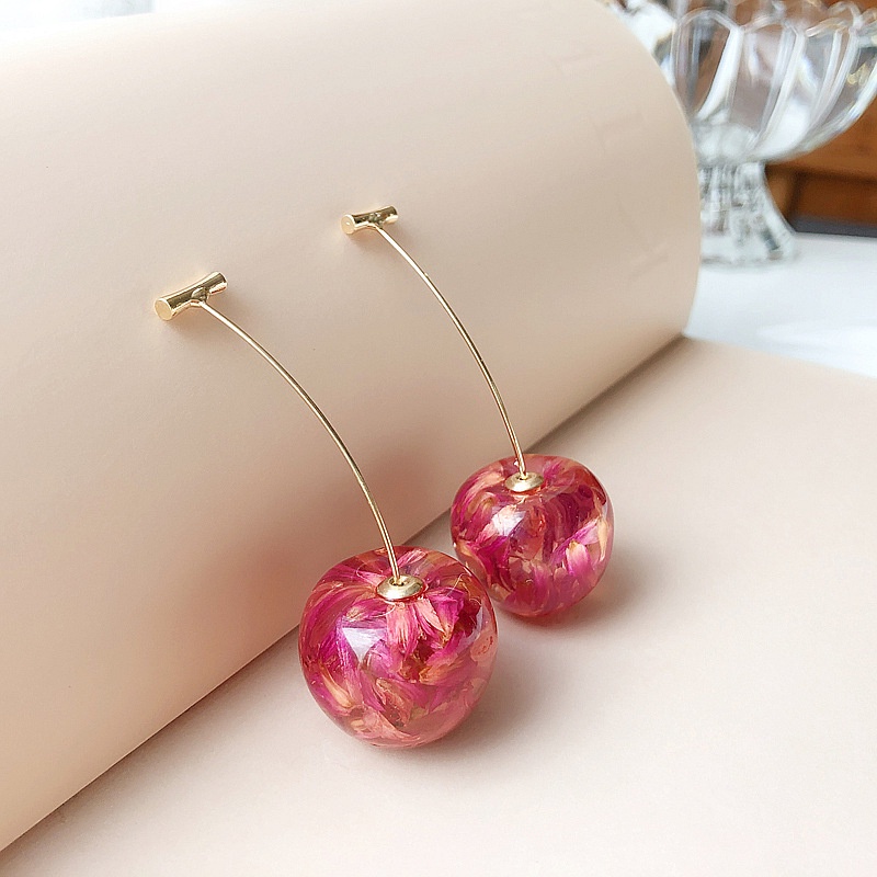 OIMG  Bông Tai Dáng Dài Hình Quả Cherry Xinh Xắn Cho Nữ