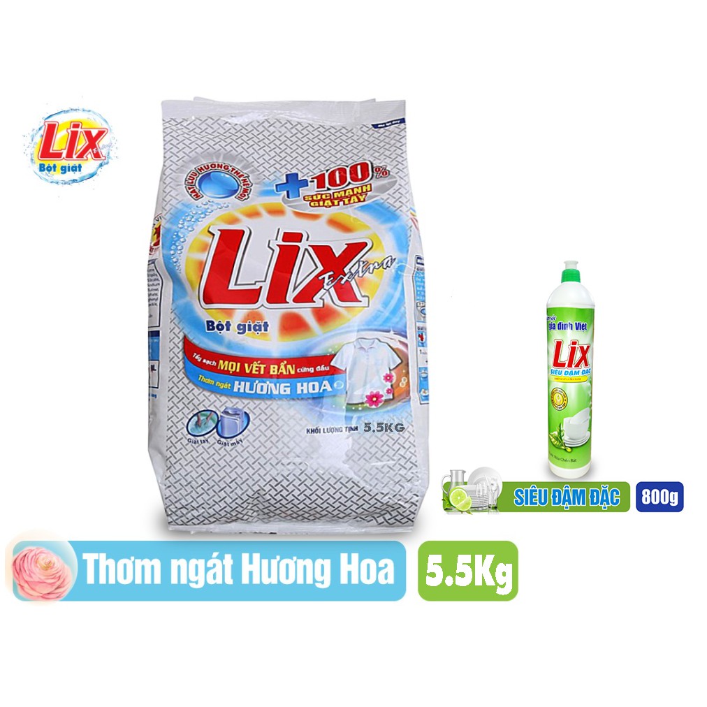  [Đặt Now giao liền] Bột giặt Lix 5.5kg Hương Hoa Xuân