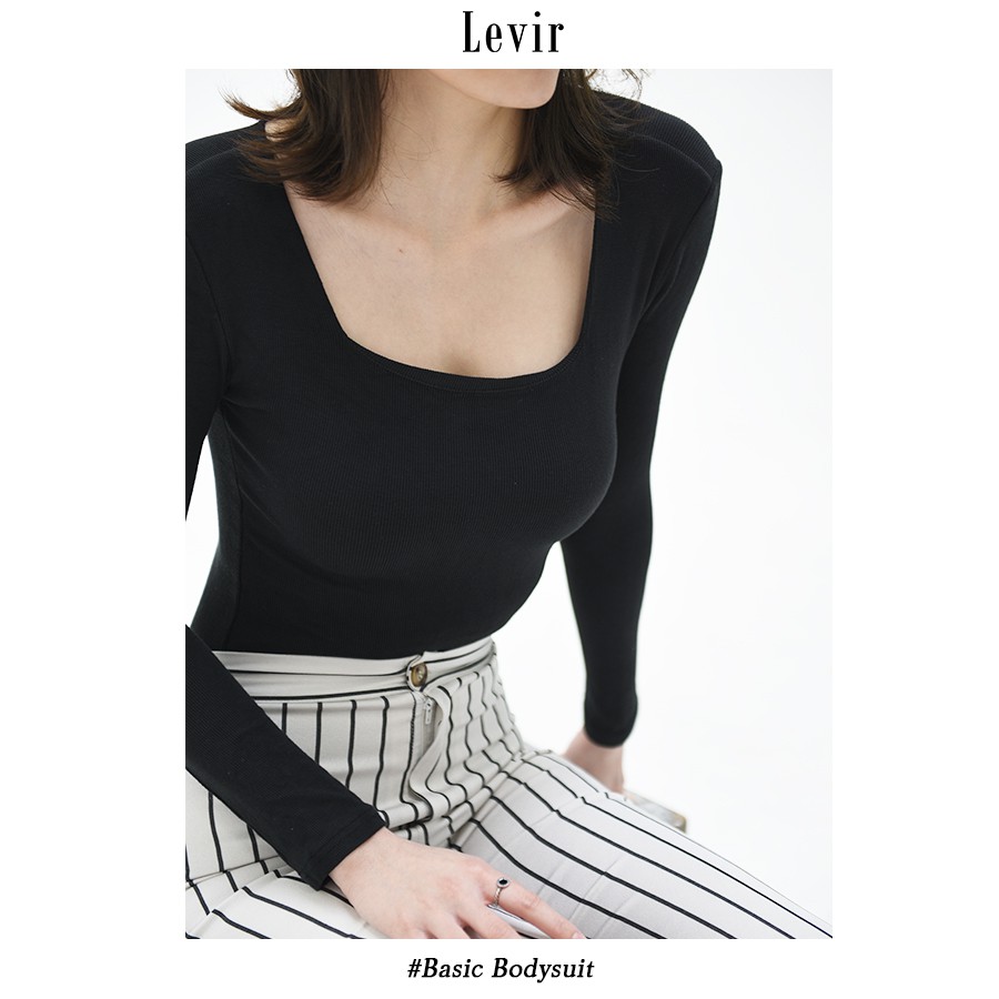 Áo Bodysuit ôm trơn cổ vuông dài tay nữ BASIC LEVIR | BigBuy360 - bigbuy360.vn