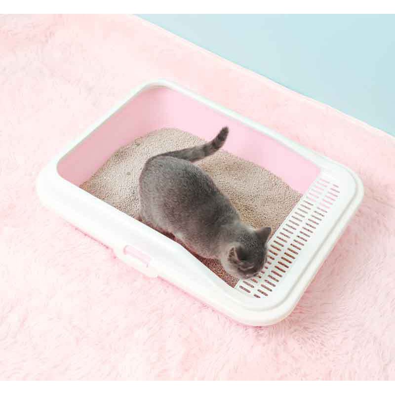 Doremiu - Khay vệ sinh mèo siêu to siêu khổng lồ chữ nhật lớn (cho mèo dưới 8kg) kèm xẻng xúc cát vệ sinh mèo