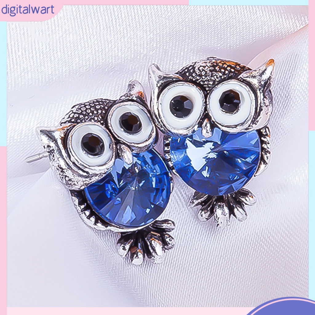 Dg✌❤ Bông Tai Hình Chim Cú Đính Đá Bằng Hợp Kim Thời Trang Dự Tiệc