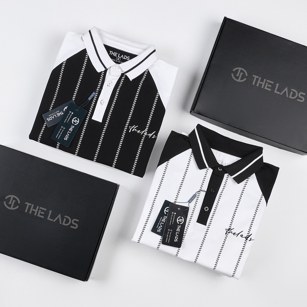 Áo Polo nam The Lads Vertical Stripes Raglan Regular fit chất liệu cotton dày dặn thoáng mát