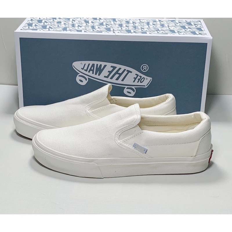 Giày Van Lười Trắng Trơn chuẩn 1:1 Full Box