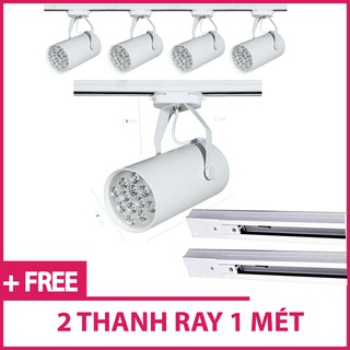 BỘ 5 ĐÈN RỌI RAY MÀU TRẮNG 12W  ÁNH SÁNG TRẮNG/VÀNG VÀ 2 THANH RAY TRẮNG 1 MÉT