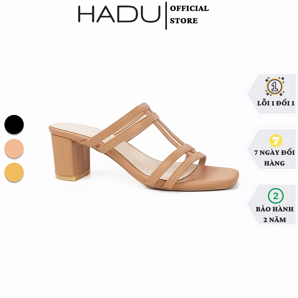 Guốc cao gót đan dây kép 5p TALIA HADU MD109 gót vuông dây mảnh đan chữ H
