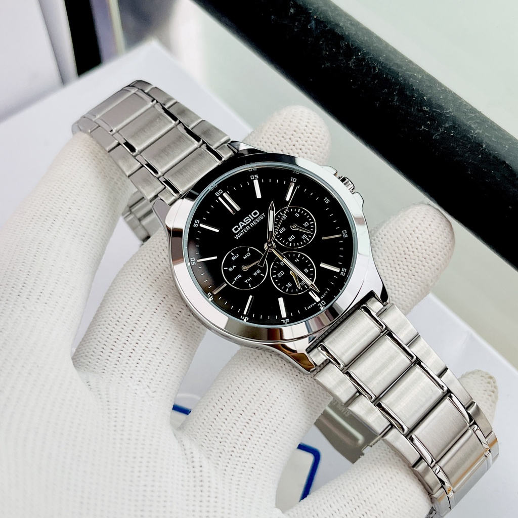Đồng hồ đôi nam nữ dây thép Casio MTP V300D