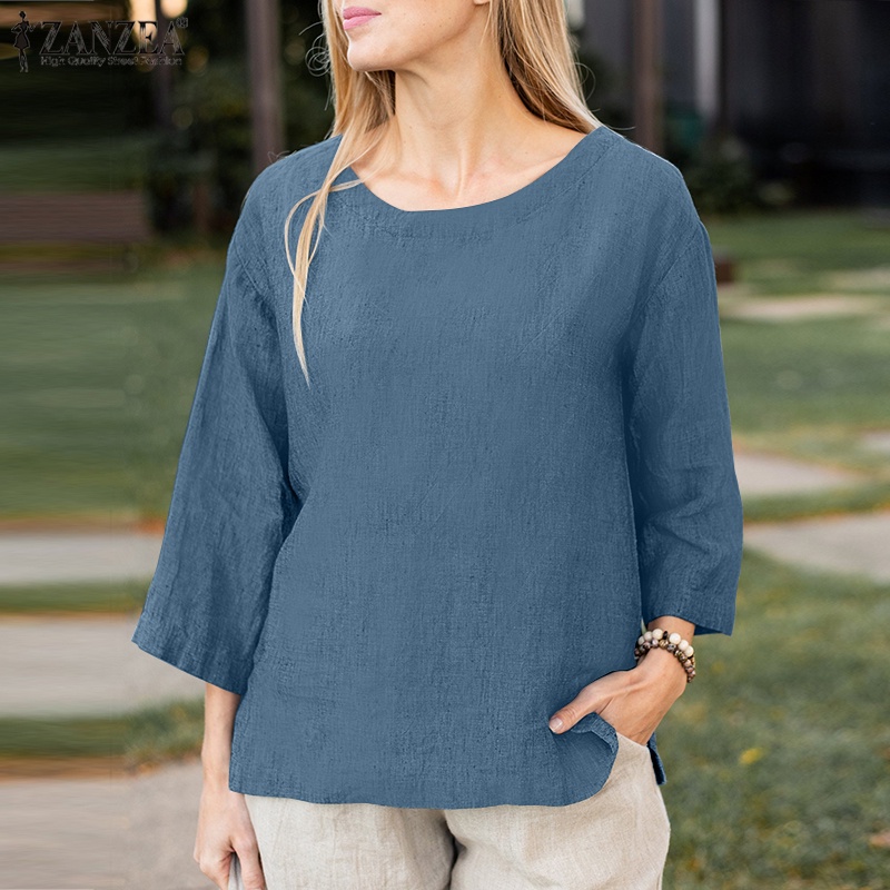 Zanzea Áo Cánh Nữ Tay 3 / 4 Trễ Vai Xẻ Tà Thời Trang