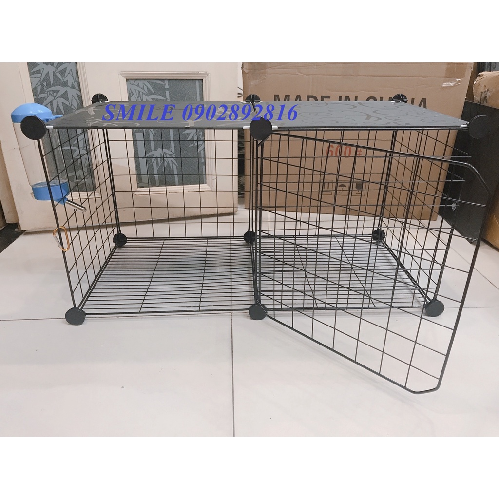 {ẢNH THỰC TẾ} TẶNG KÈM BÌNH NƯỚC, COMBO CHUỒNG 2 Ô LƯỚI GHÉP ĐA NĂNG CHO THÚ CƯNG CHÓ, MÈO TIỆN LỢI