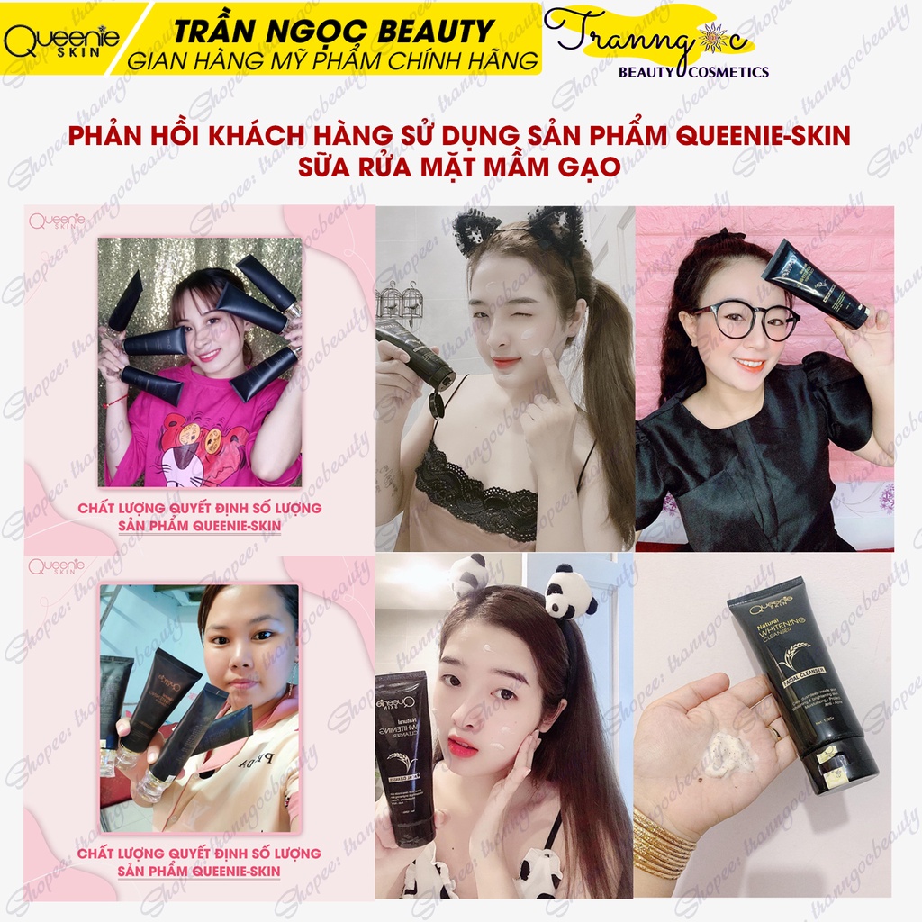 Sữa Rửa Mặt Mầm Gạo Queenie Skin 120gr chính hãng, pH chuẩn, có hạt massage cafe, bảo hành 72h - tranngocbeauty