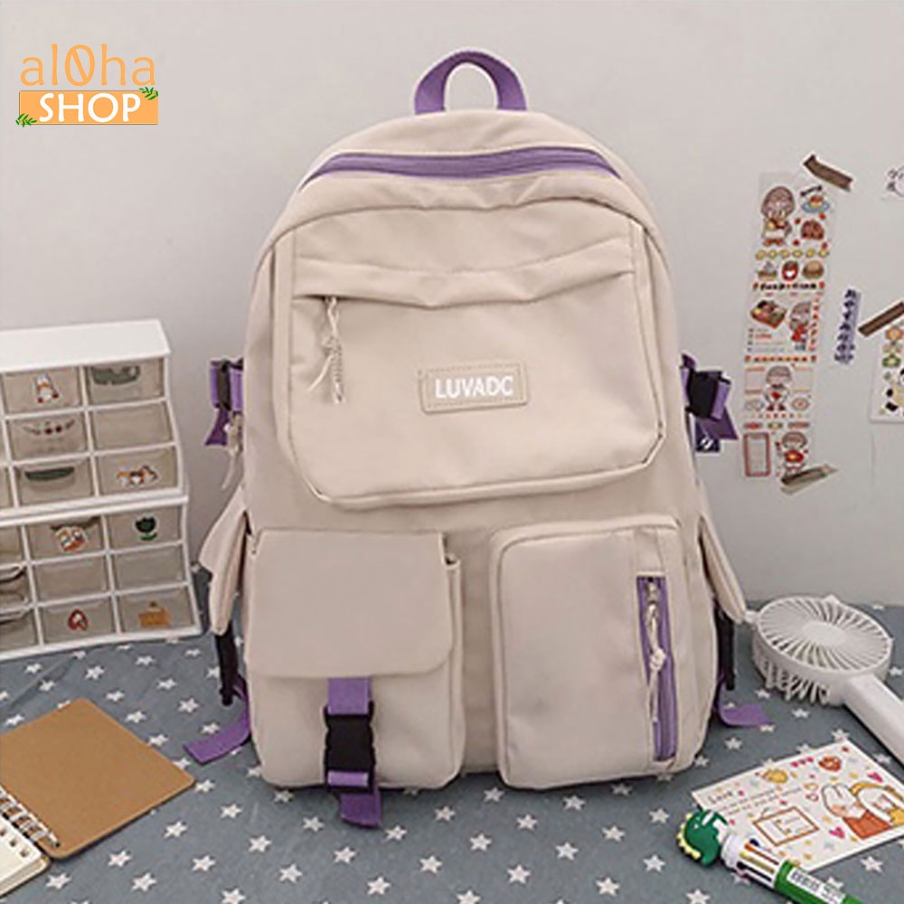 Balo - cặp sách Ulzzang nhiều ngăn đi học, đi làm, du lịch, đựng laptop B0175 Unisex nam nữ - al0ha Shop