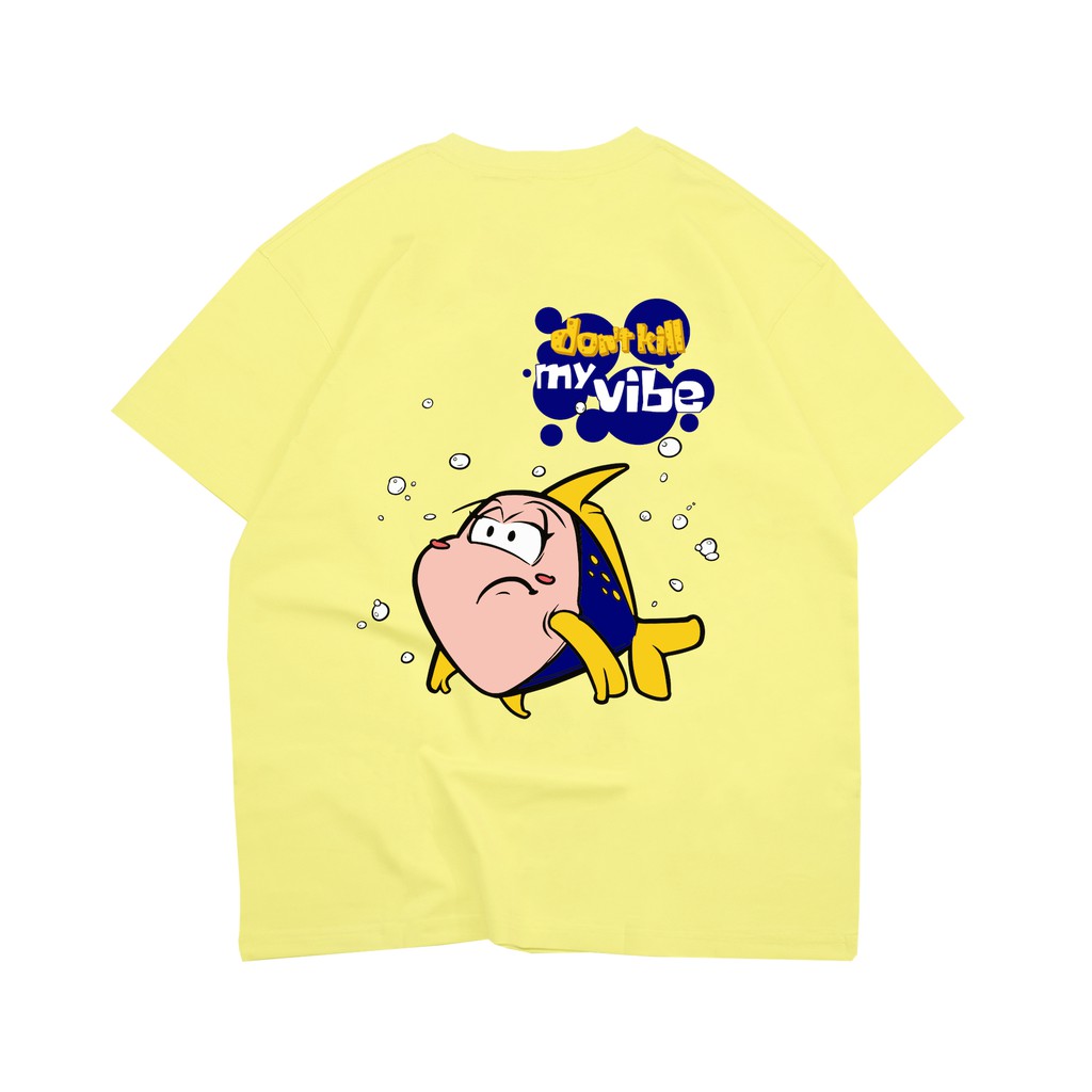 Áo thun nữ cotton màu vàng oversize in hình | DKMV Yellow Empty Tee
