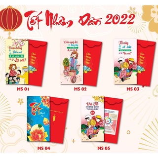 Combo 50 Bao Lì Xì Tết Tân Sửu 2022 Giấy In Đẹp Loại 1 + Tặng Kèm Túi Bóng Kính