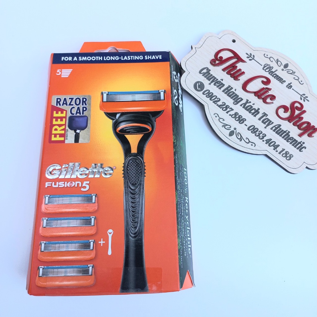 DAO CẠO RÂU GILLETTE FUSION 5+ (6 lưỡi thép) Hộp gồm 1 cán + 4 bộ lưỡi + hộp bảo vệ lưỡi