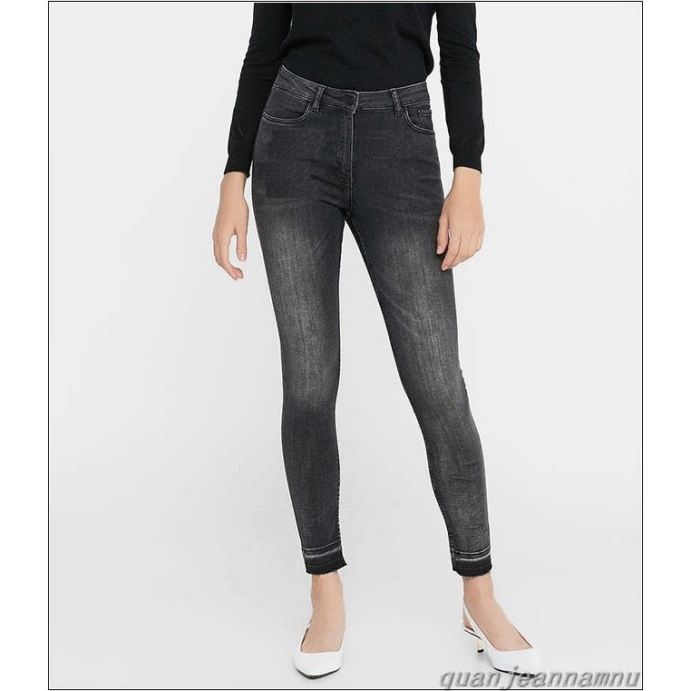 Quần jean nữ lưng cao ĐEN TIÊU NHẠT GỐI XỊN 004#-1