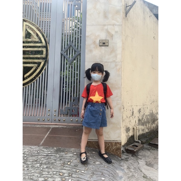 Quần short jean denim ngắn giả váy cho bé gái 12-28kg