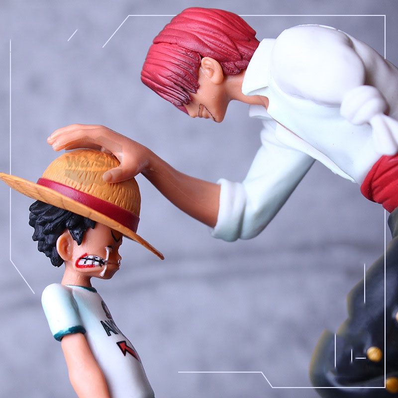 Mô hình One Piece Luffy và Shanks tóc đỏ cao 18cm khởi đầu của hành trình làm hải tặc của luffy