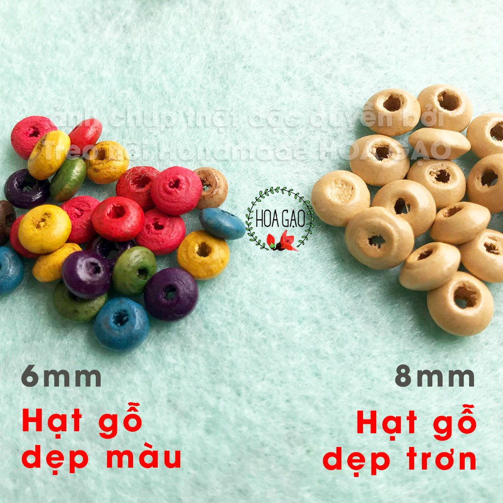 Hạt gỗ màu, hạt gỗ trơn HGH5 làm sách vải, vòng tay handmade 5g