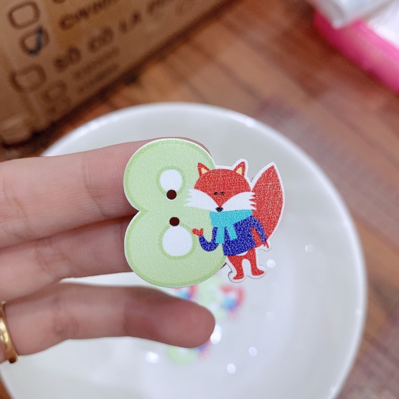 Set 10 nút ( cúc )áo hai lỗ hình cáo số 8