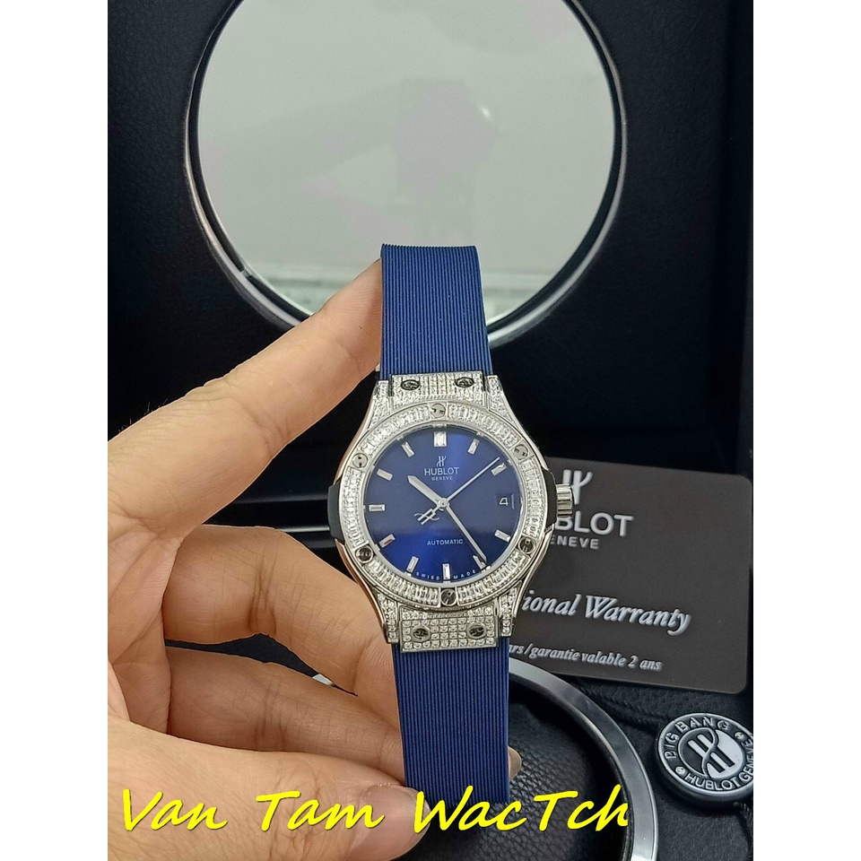 Đồng hồ nữ Hublot BigBang 34mm máy Swissquartz, viền đá loại 1, khung thép 316l dây silicone